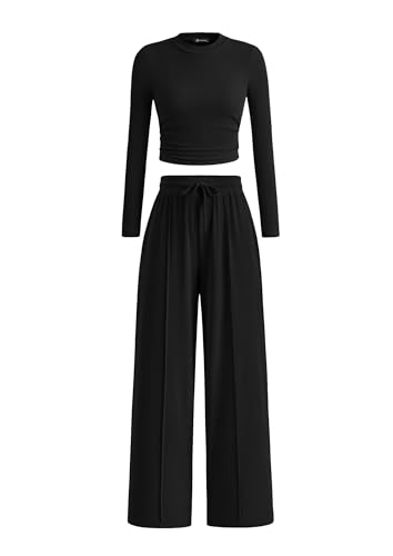Women’s Black Medium Two Piece Matching Outfit Set | Fall Casual Tracksuit