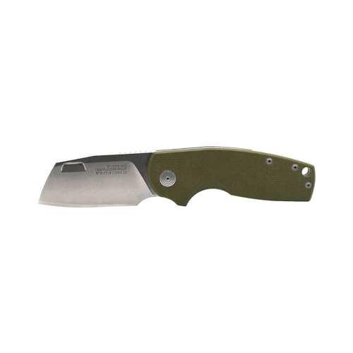 SOG Stout FLK Cleaver Daily Carry Folding Knives | G10 & Steel Handle | CRYO D2 Steel Blade | Short-Blade Frame Lock Folder