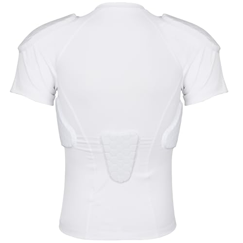 Youth Padded Compression Shirt Rib Protector for Football Baseball Kids White X-Large