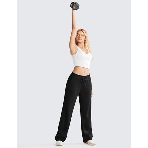 PINSPARK Women's Wide Leg Sweatpants High Waisted Baggy Workout Sweat Pants Comfy Drawstring Athletic Pants with Pockets