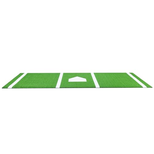 VEVOR 10'x3.8' Baseball Softball Hitting Batting Mat, Indoor/Outdoor Anti-Slip Anti-Fade Softball Mat, Lined & Foam Backing Training Aid with Tightening Rope, Portable Practice Mats, Green