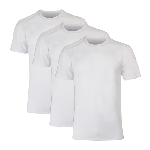 Hanes Men's Moves Breathable Mesh Back T-Shirt, X-Temp Moisture-Wicking Tee, White or Black/Grey, 3-Pack