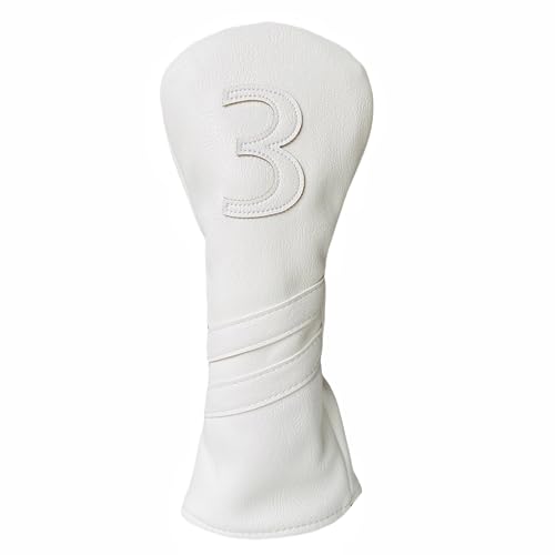 Golf Club Head Cover for Driver 3 Wood & Hybrids - 1pc White