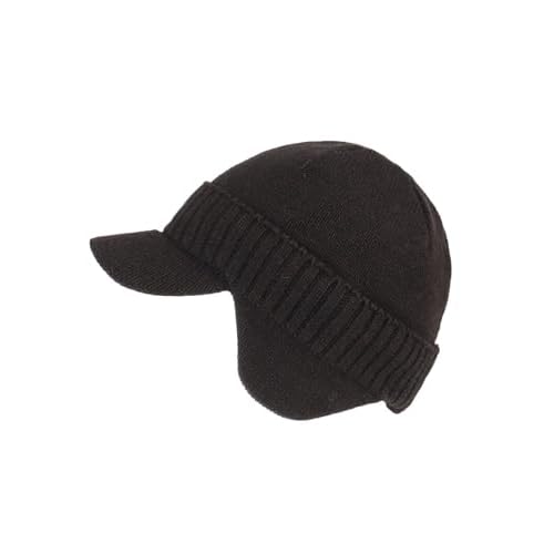 Century Star Mens Winter Hat with Visor & Earflaps,Outdoor Elastic Warm Knitted Fleece Sport Golf Baseball Beanie Cap