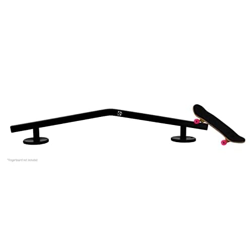 Teak Tuning Straight, Mellow Peak Style Fingerboard Rail, 12" - Custom Designed Premium Solid Steel Construction, Matte Powder Coated Finish in Black - Superior Non-Slip Foam Feet