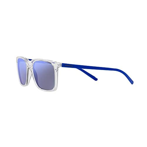 ARNETTE Unisex Sunglasses Transparent Grey Frame, Light Azure Mirror Teal Lenses, 56MM