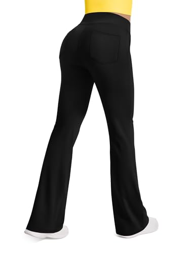 Women's High Waisted Bootcut Yoga Pants - Large, Black