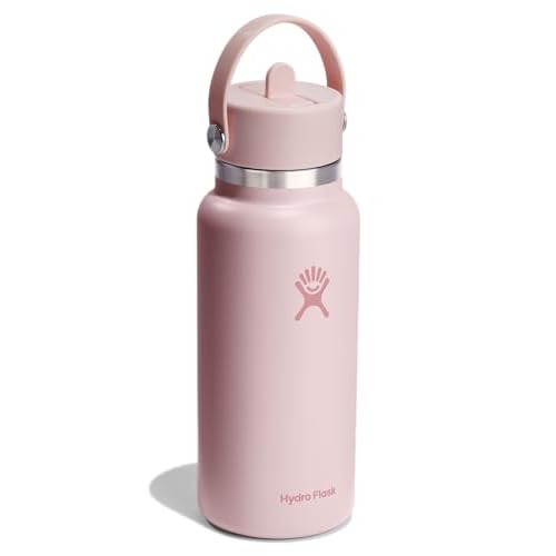 Hydro Flask Water Bottle - Insulated Stainless Steel - Wide Mouth Flex Straw Lid, Non Spill, Leakproof and Refillable in 32 Oz Tonal Trillium