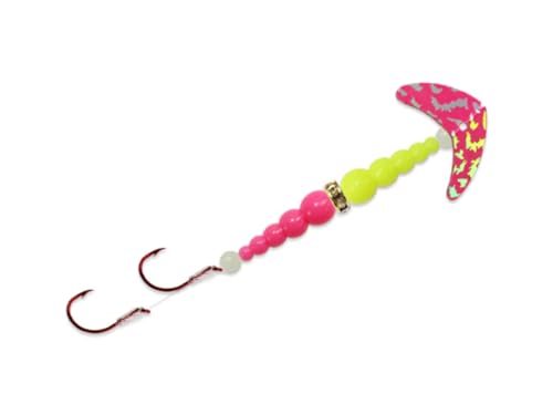Double Hook Kokanee Pro Fishing Lure - Hot Pink Silver Tiger / Chrome / Pink