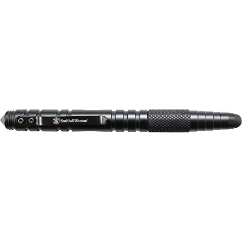 Smith & Wesson SWPEN3BK 5.4in Aircraft Aluminum Refillable Tactical Screw Cap Stylus Pen for Outdoor, Survival, Camping and EDC
