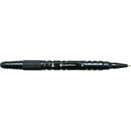 Smith & Wesson SWPEN3BK 5.4in Aircraft Aluminum Refillable Tactical Screw Cap Stylus Pen for Outdoor, Survival, Camping and EDC