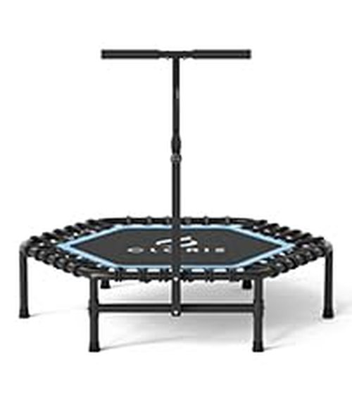 CLORIS 45'' Fitness Trampoline - Max Load 450lbs, Rebounder with Adjustable Foam Handle Indoor/Outdoor Fitness Body Exercise (Blue)