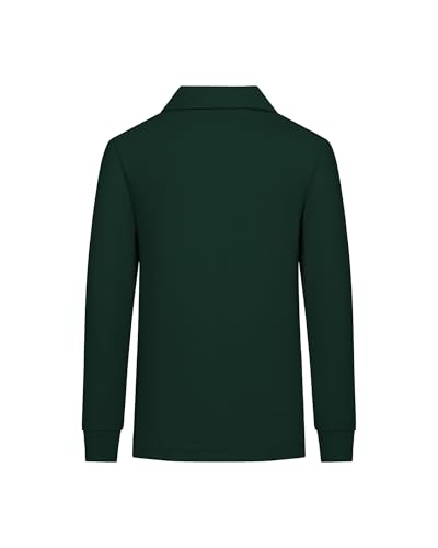 Toddler to Youth Boys' School Uniform Pique Polo Shirt Long Sleeve Collared Golf Shirt Hunter Green 10 Years