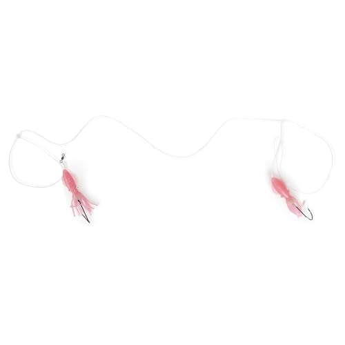 Fishing Rig Set - Pink Squid Teasers with Octopus Hooks, 60lb Leader - 5 Pack