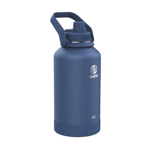 Stainless Steel Water Bottle 64oz Insulated Spout Lid Midnight Blue for Gym & Travel