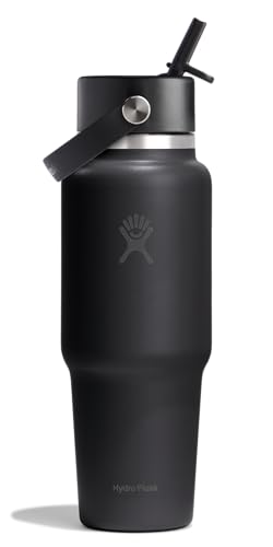 Hydro Flask 32 Oz Insulated Water Bottle with Wide Straw Lid - Leakproof, Cold for 24 Hours - Tonal Black
