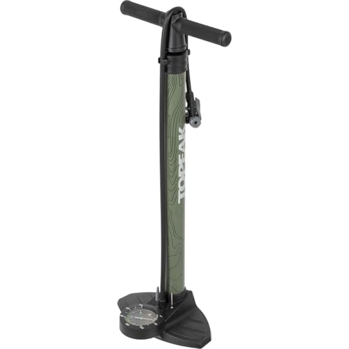 Topeak JoeBlow Mountain II Floor Pump ? High-Volume Steel Barrel, TwinHead for Presta/Schrader/Dunlop Valves, 3.5¡± Analog Gauge, 60 PSI Max, Air Release Button, Ball/Bladder Adapters Included