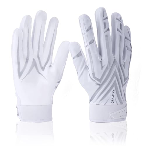 Football Gloves Men Women Boys Youth Super Grip X-Large White