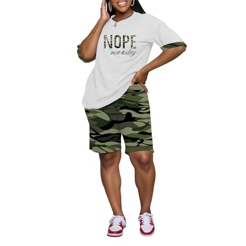 Camouflage Women’s 2 Piece Workout & Casual Set - XX-Large Summer Activewear