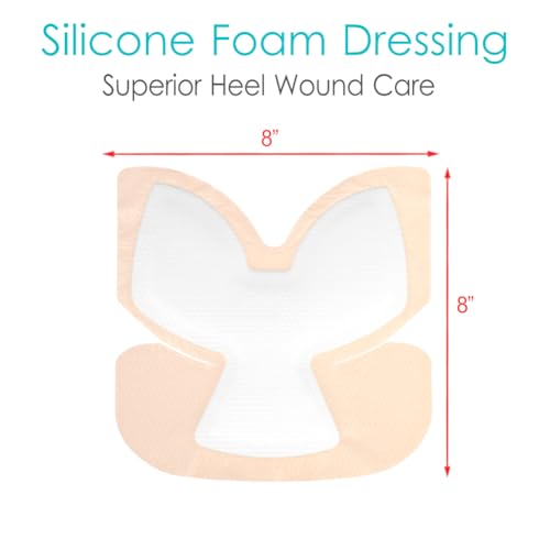 Heel Silicone Foam Wound Dressing 8x8 Inch for Heel Ulcers & Pressure Sores - Pack of 1, Large