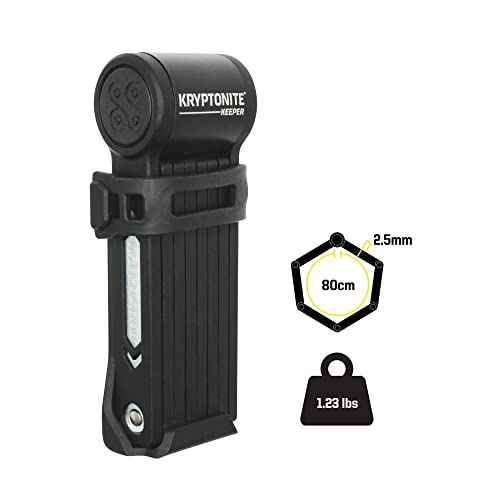 Kryptonite Keeper Mini Folding Bike Lock, Compact Lightweight High Security Anti-Theft Foldable Bicycle Lock with 2 Keys and Mount for E-Bikes Scooter Road Mountain Bikes, 80cm (31.5 in)