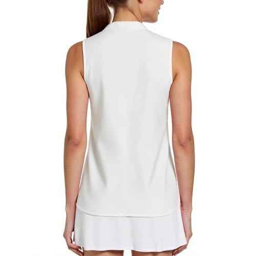 AURUZA Womens Golf Shirt, Sleeveless Polo Shirts for Women V Neck Zip Collar Athletic Workout Tennis Tank Top Summer Outfit
