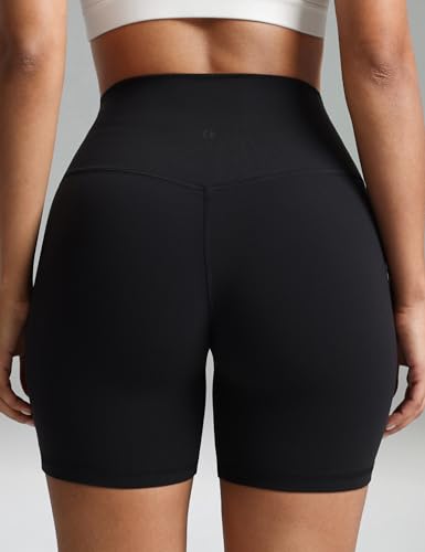 Colorfulkoala Dreamlux No Front Seam Biker Shorts for Women 6-Inch Inseam Black X-Small