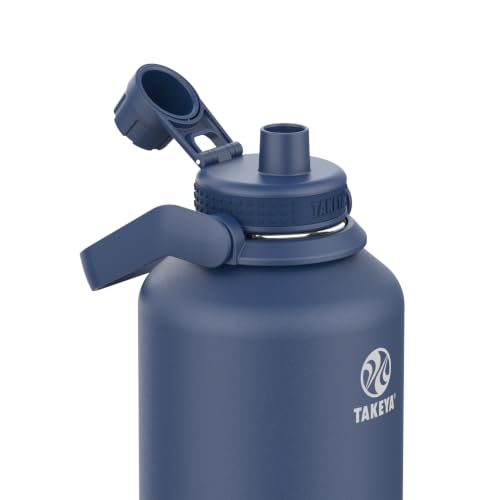Stainless Steel Water Bottle 64oz Insulated Spout Lid Midnight Blue for Gym & Travel