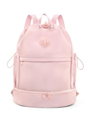 RHDZO Pink Drawstring Gym Backpack with Shoe & Wet Pocket, Versatile Size