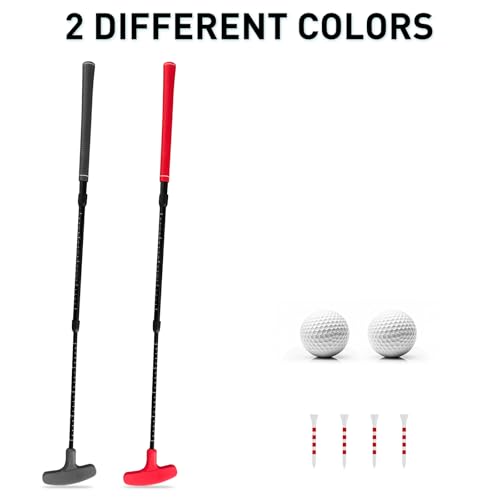 Multicolor Golf Putters Set with Adjustable Length - 2 Pack Black+Red