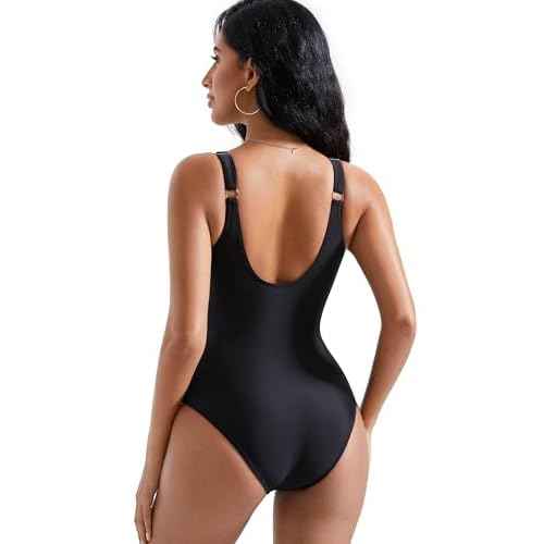 RXRXCOCO Womens One Piece Swimsuits Tummy Control Ruched Criss Cross Bathing Suits V Neck Slimming Swimwear