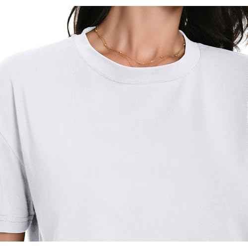 Workout Crop Tops Oversized Tshirts for Women Drop Shoulder Cotton Short Sleeve Tees Boxy Yoga Shirts 2025