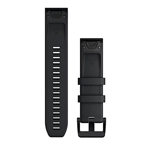 Garmin Silicone Quickfit Armband for Fenix, Epix, Forerunner 745/945/955, MARQ - Black with Stainless Steel Hardware, 22mm