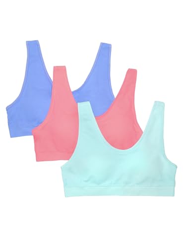 Girls' Seamless Stretch Sports Bra - X-Large Cornflower Blue Peach Sorbet Aruba Blue