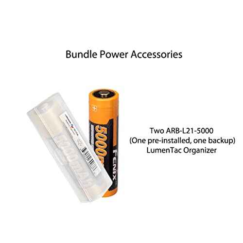 Fenix C7 3000 Lumen High Lumen USB-C Rechargeable Flashlight with 2x5000mAh Batteries and LumenTac Battery Organizer