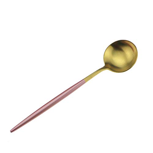 Pink Gold Flatware Set for 4 - 20 Pcs Matte Pink Handle Stainless Steel Cutlery