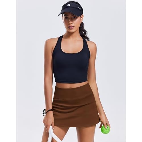 PINSPARK Pleated Tennis Skirts for Women with Short Pockets High Waisted Athletic Golf Skort Workout Pickleball Mini Skirt