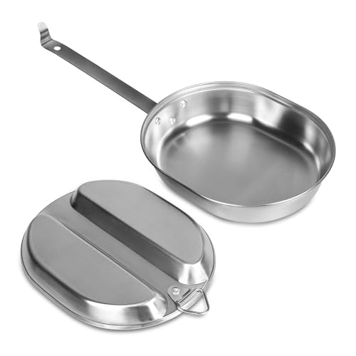 Goetland Stainless Steel US Military Mess Kit Plate Set with No Utensils for Camping Hiking Picnic