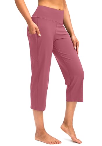 High Waist Capri Yoga Pants for Women with Pockets Tummy Control Crop Leggings - Briar Rose, XX-Large