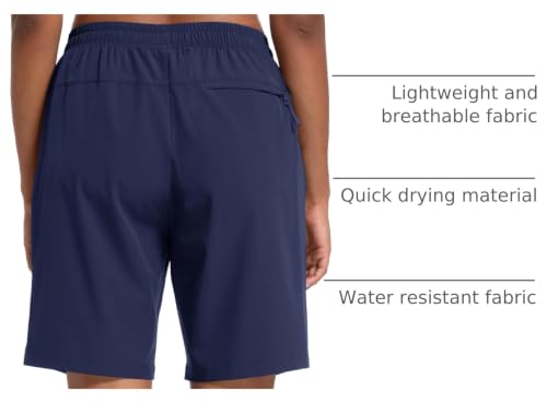 Women's Hiking Shorts Small Navy Lightweight Quick Dry Water-Resistant with 3 Zipper Pockets