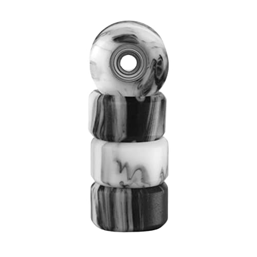 Teak Tuning Apex 61D Urethane Fingerboard Wheels - Slim Bowl Shaped, 7.5mm Diameter - ABEC-9 Stealth Bearings - Made in The USA - Grey & White Swirl Colorway