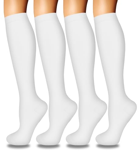 Compression Socks for Men & Women - Small-Medium White Support for Running Travel
