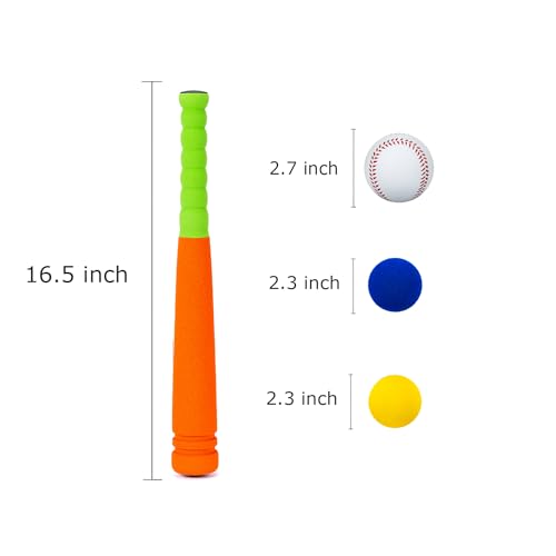 Kids Foam Baseball Bat and Ball Set - Safe Indoor Outdoor Toddler Sport Toy