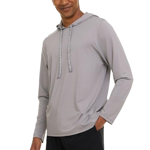 Champion Men's Sun Hoodie Long Sleeve UPF 50+ Rash Guard Fishing Shirt - Large Light Grey