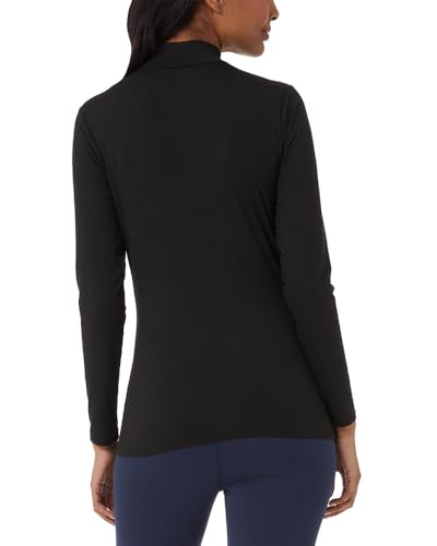 Women's Cozy Heat Base Layer Mock Neck Top Black Medium - Thermal Long Sleeve Shirt for Winter Layering