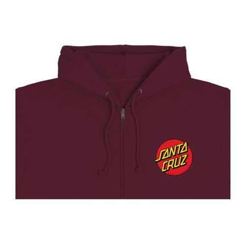 SANTA CRUZ Men's Midweight Zip Up Hooded Sweatshirt Classic Dot Skate Zip Up Sweatshirt
