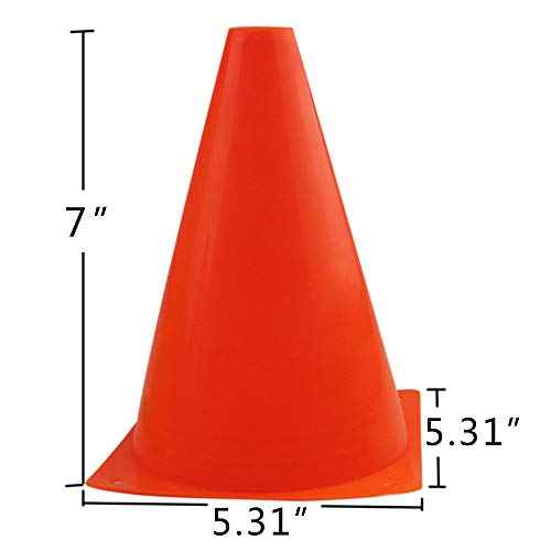 7 Inch Plastic Traffic Cones Sport Training Agility Marker Cone for Soccer, Skating, Football, Basketball, Indoor and Outdoor Games