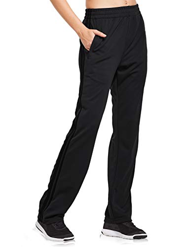 Baleaf Women's Athletic Jogging Sweatpants with Zipper Pockets - Large Black