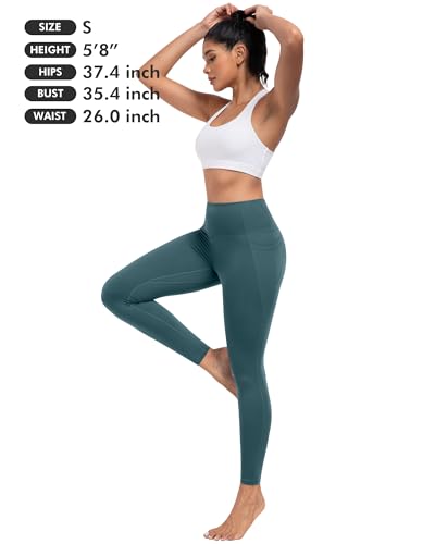 High Waisted Workout Leggings with Pockets - 7 Pack, Black/Gray/Navy & More, Large