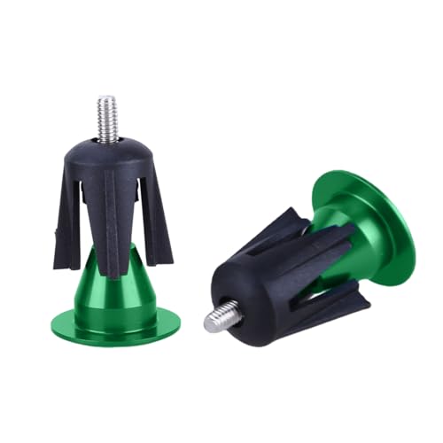 Green Aluminum Bike Handlebar End Plugs Set - Locking Expandable Bar Caps for Drop & Round Bars